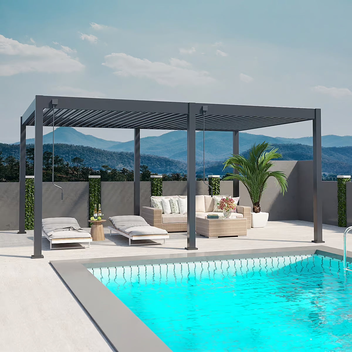 Deluxe alumiinipergola 3,6 x 5,3 m - Antrasiitti