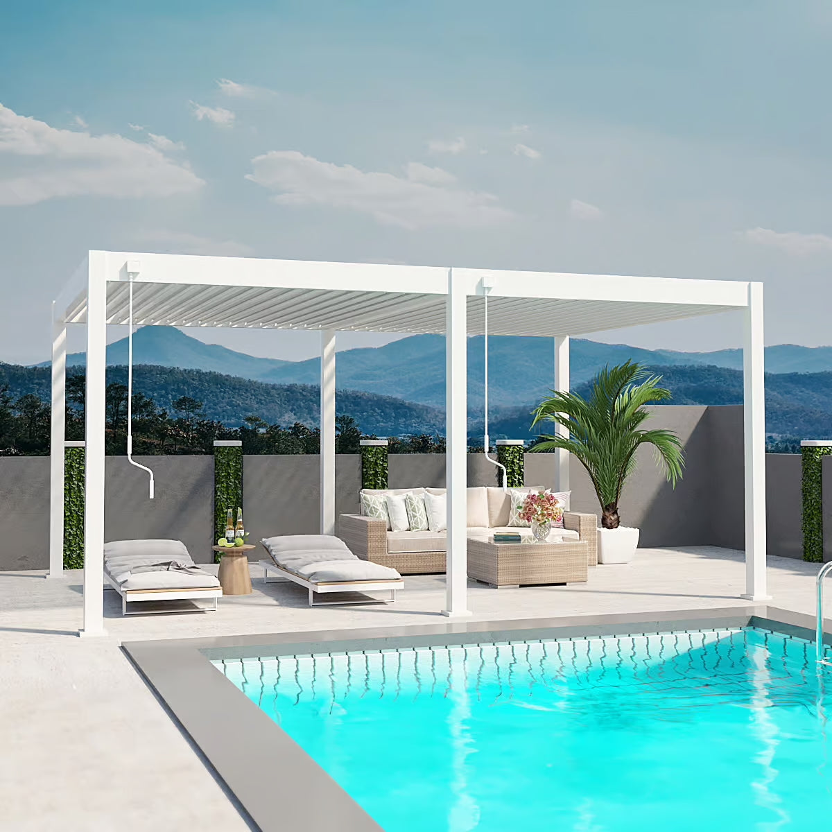Deluxe alumiinipergola 3,6 x 5,3 m - White