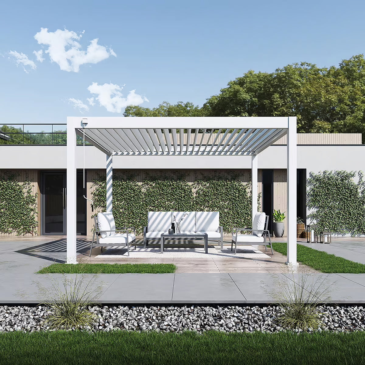 Deluxe PLUS alumiinipergola 4 x 4 m - White