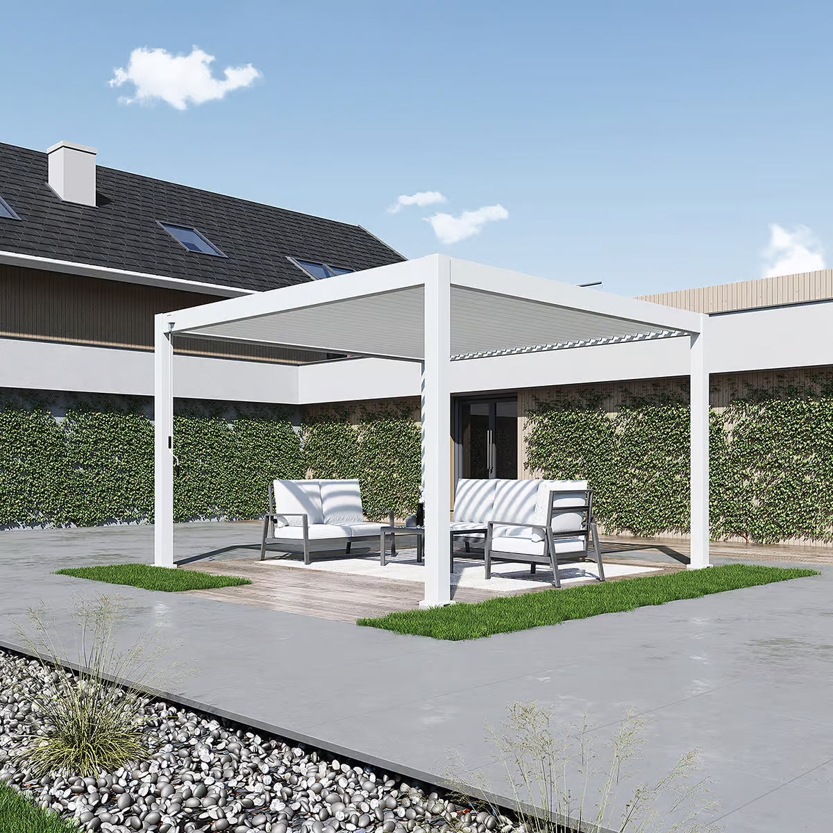 Deluxe PLUS alumiinipergola 4 x 4 m - White