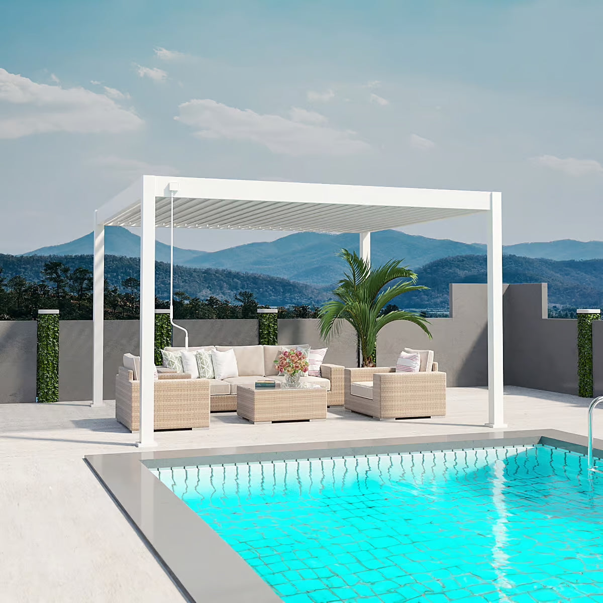 Deluxe alumiinipergola 3 x 4 m - White
