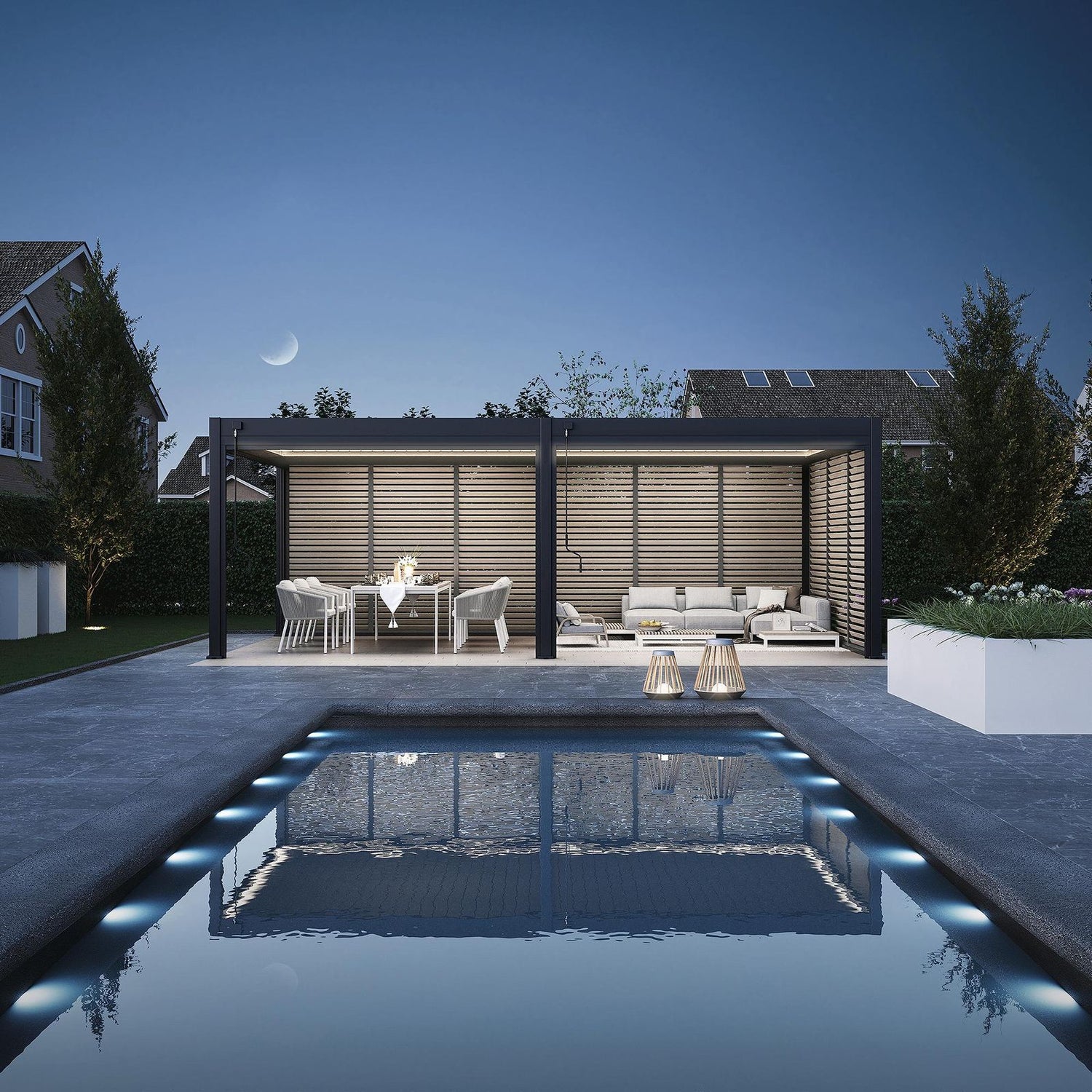 Säädettävä vaakalamelli- / rimaseinä - Antrasiitti - Wood