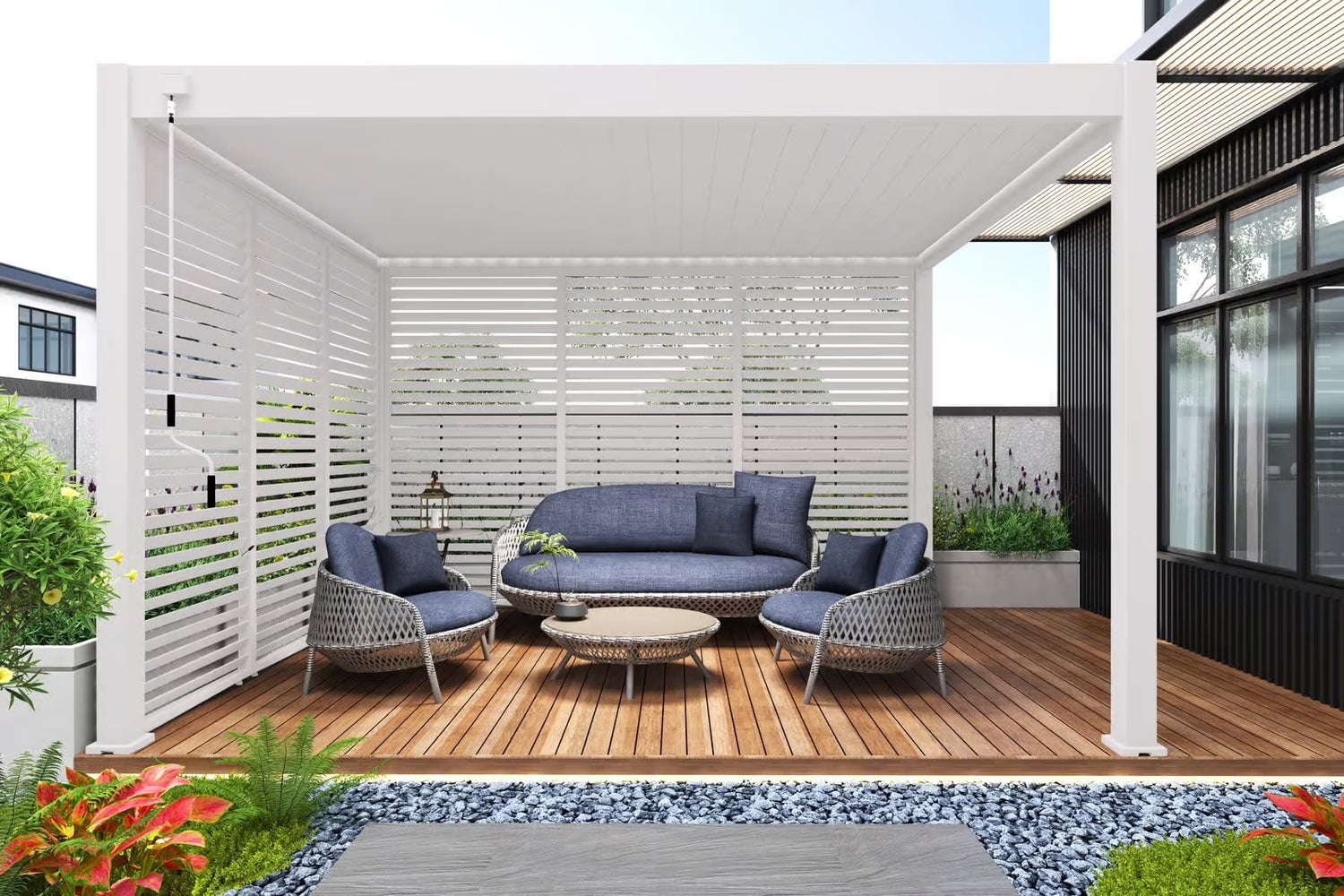 Säädettävä vaakalamelli- / rimaseinä - White