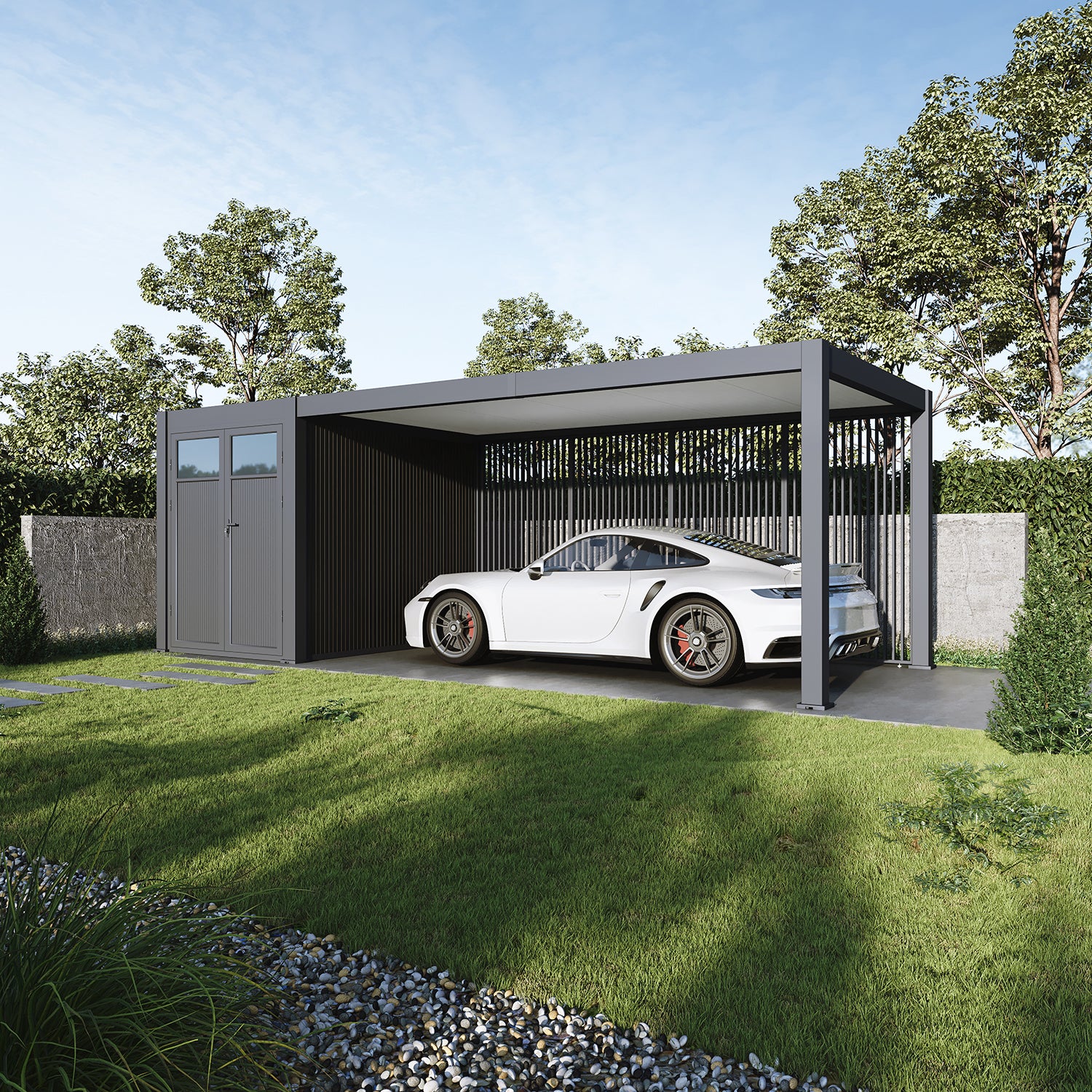 Autokatos varastolla 3 x 7,2 m