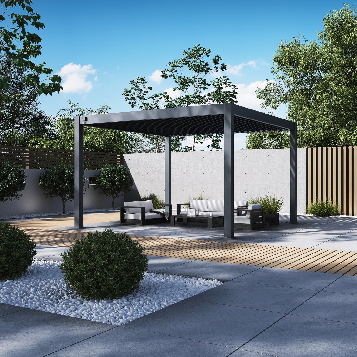 Deluxe PLUS alumiinipergola 4 x 4 m - Antrasiitti