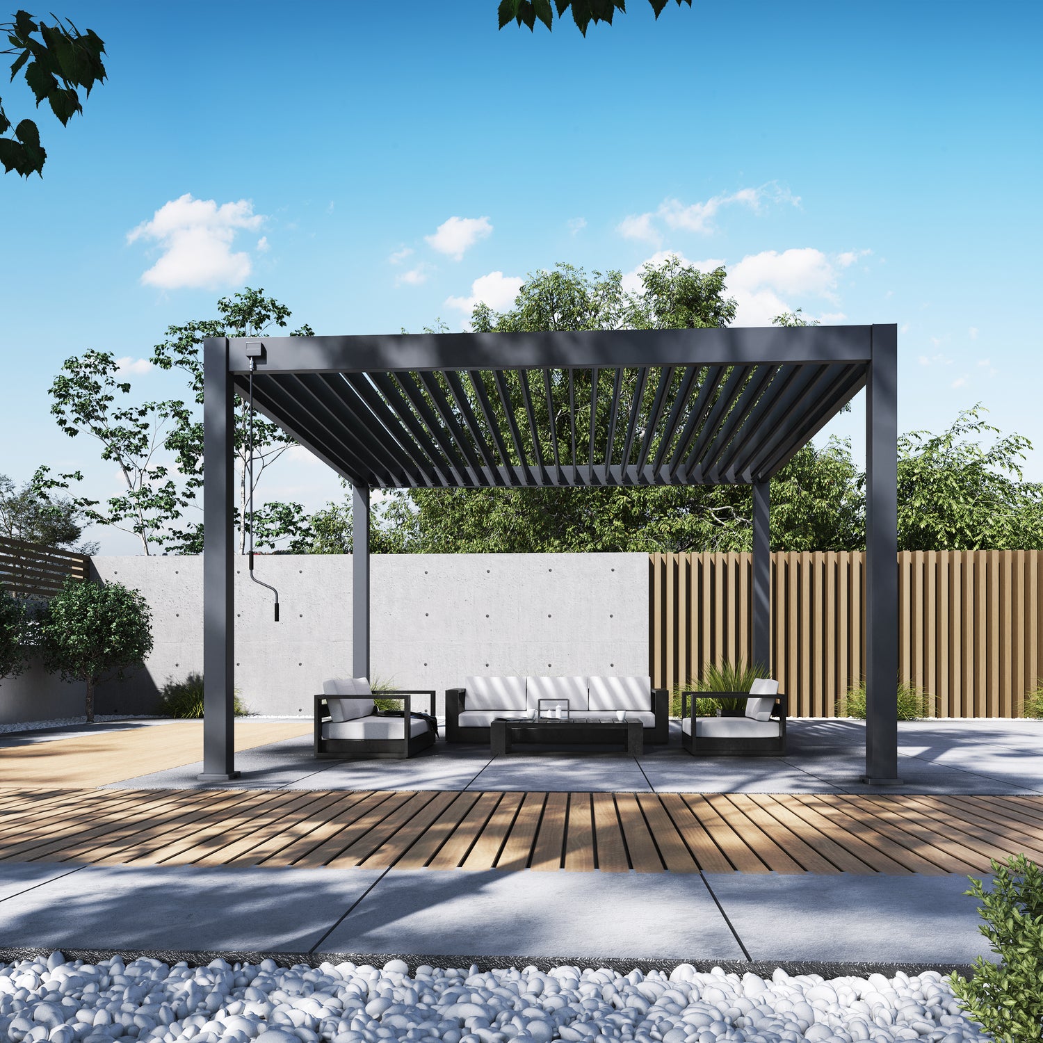 Deluxe PLUS alumiinipergola 4 x 4 m - Antrasiitti