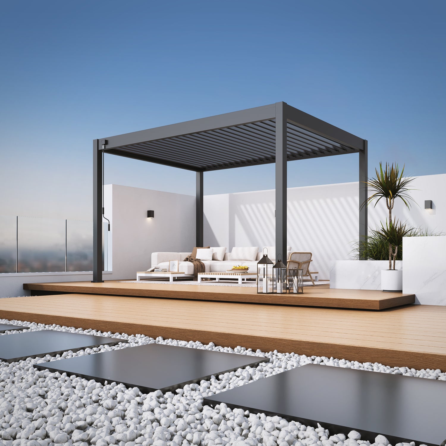 Deluxe alumiinipergola 3 x 4 m - Antrasiitti