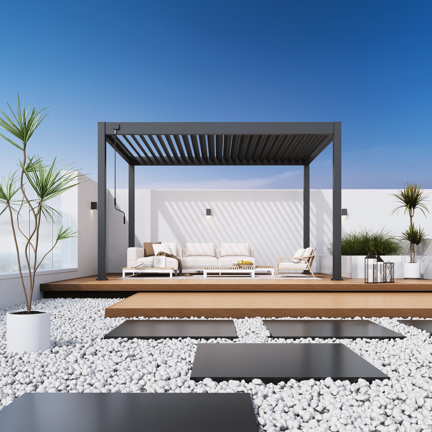 Deluxe alumiinipergola 3 x 4 m - Antrasiitti